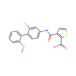 COc1ccccc1-c1ccc(NC(=O)c2ccsc2C(=O)O)cc1Cl ZINC000014960664