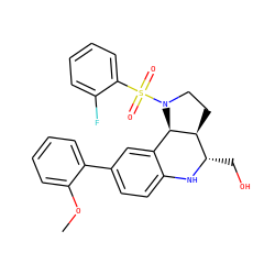 COc1ccccc1-c1ccc2c(c1)[C@@H]1[C@@H](CCN1S(=O)(=O)c1ccccc1F)[C@H](CO)N2 ZINC000095599266