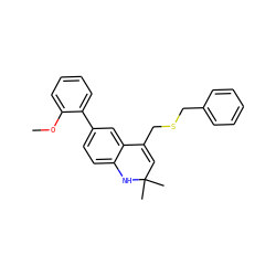 COc1ccccc1-c1ccc2c(c1)C(CSCc1ccccc1)=CC(C)(C)N2 ZINC000014968670