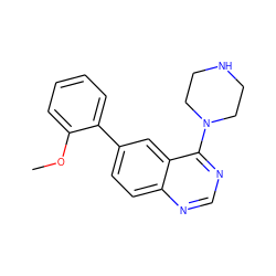COc1ccccc1-c1ccc2ncnc(N3CCNCC3)c2c1 ZINC000004266226