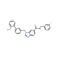 COc1ccccc1-c1cccc(Cn2cnc3ccc(C(=O)NCc4cccc(F)c4)cc32)c1 ZINC000058581024