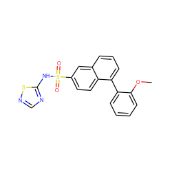 COc1ccccc1-c1cccc2cc(S(=O)(=O)Nc3ncns3)ccc12 ZINC000206154517