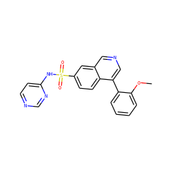 COc1ccccc1-c1cncc2cc(S(=O)(=O)Nc3ccncn3)ccc12 ZINC000225040402
