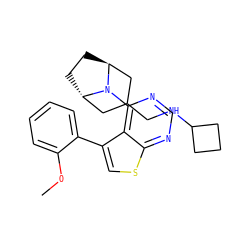 COc1ccccc1-c1csc2ncnc(N3[C@H]4CC[C@H]3CC(CNC3CCC3)C4)c12 ZINC000146620326
