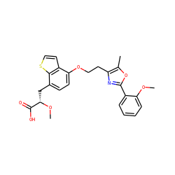 COc1ccccc1-c1nc(CCOc2ccc(C[C@H](OC)C(=O)O)c3sccc23)c(C)o1 ZINC000040411389