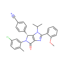 COc1ccccc1-c1nc2c(n1C(C)C)[C@@H](c1ccc(C#N)cc1)N(c1cc(Cl)ccc1C)C2=O ZINC000169705507