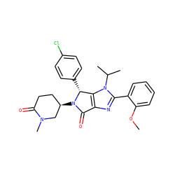 COc1ccccc1-c1nc2c(n1C(C)C)[C@@H](c1ccc(Cl)cc1)N([C@@H]1CCC(=O)N(C)C1)C2=O ZINC000169705519