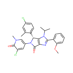 COc1ccccc1-c1nc2c(n1C(C)C)[C@@H](c1ccc(Cl)cc1C)N(c1cc(Cl)c(=O)n(C)c1)C2=O ZINC000169705751