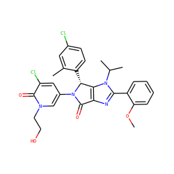 COc1ccccc1-c1nc2c(n1C(C)C)[C@@H](c1ccc(Cl)cc1C)N(c1cc(Cl)c(=O)n(CCO)c1)C2=O ZINC000169705747