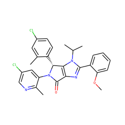 COc1ccccc1-c1nc2c(n1C(C)C)[C@@H](c1ccc(Cl)cc1C)N(c1cc(Cl)cnc1C)C2=O ZINC000169705743