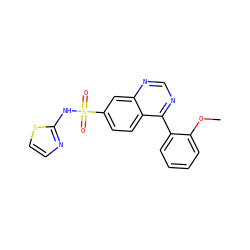 COc1ccccc1-c1ncnc2cc(S(=O)(=O)Nc3nccs3)ccc12 ZINC000225038049