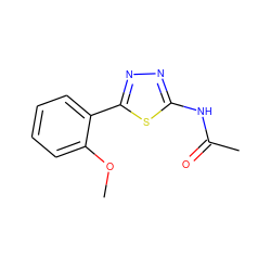 COc1ccccc1-c1nnc(NC(C)=O)s1 ZINC000002336633