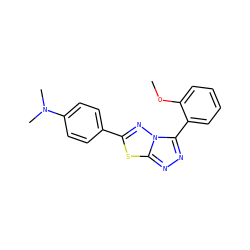 COc1ccccc1-c1nnc2sc(-c3ccc(N(C)C)cc3)nn12 ZINC000002389592