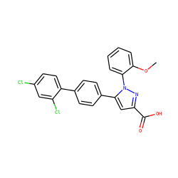 COc1ccccc1-n1nc(C(=O)O)cc1-c1ccc(-c2ccc(Cl)cc2Cl)cc1 ZINC000013534741