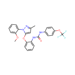 COc1ccccc1-n1nc(C)cc1Oc1ccccc1NC(=O)Nc1ccc(OC(F)(F)F)cc1 ZINC000029046016