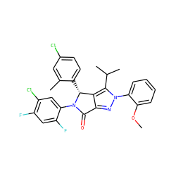 COc1ccccc1-n1nc2c(c1C(C)C)[C@@H](c1ccc(Cl)cc1C)N(c1cc(Cl)c(F)cc1F)C2=O ZINC000224125711
