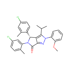 COc1ccccc1-n1nc2c(c1C(C)C)[C@@H](c1ccc(Cl)cc1C)N(c1cc(Cl)ccc1C)C2=O ZINC000224078218