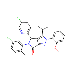 COc1ccccc1-n1nc2c(c1C(C)C)[C@@H](c1ccc(Cl)cn1)N(c1cc(Cl)ccc1C)C2=O ZINC000206088134