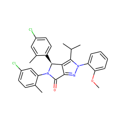 COc1ccccc1-n1nc2c(c1C(C)C)[C@H](c1ccc(Cl)cc1C)N(c1cc(Cl)ccc1C)C2=O ZINC000224078165