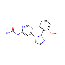 COc1ccccc1-n1nccc1-c1ccnc(NC(N)=O)c1 ZINC000141312895