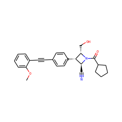 COc1ccccc1C#Cc1ccc([C@H]2[C@H](C#N)N(C(=O)C3CCCC3)[C@H]2CO)cc1 ZINC000095602330