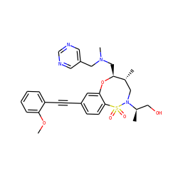 COc1ccccc1C#Cc1ccc2c(c1)O[C@@H](CN(C)Cc1cncnc1)[C@H](C)CN([C@H](C)CO)S2(=O)=O ZINC000095602756