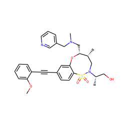 COc1ccccc1C#Cc1ccc2c(c1)O[C@H](CN(C)Cc1cccnc1)[C@H](C)CN([C@@H](C)CO)S2(=O)=O ZINC000095603740