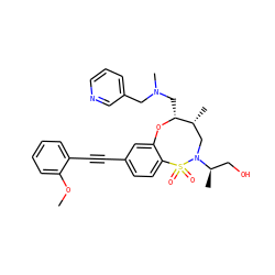 COc1ccccc1C#Cc1ccc2c(c1)O[C@H](CN(C)Cc1cccnc1)[C@H](C)CN([C@H](C)CO)S2(=O)=O ZINC000095605416