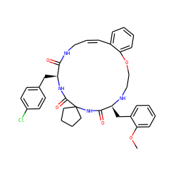 COc1ccccc1C[C@@H]1NCCOc2ccccc2/C=C\CNC(=O)[C@H](Cc2ccc(Cl)cc2)NC(=O)C2(CCCC2)NC1=O ZINC001772623344