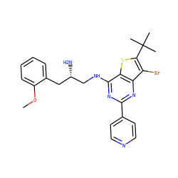 COc1ccccc1C[C@H](N)CNc1nc(-c2ccncc2)nc2c(Br)c(C(C)(C)C)sc12 ZINC000223664944