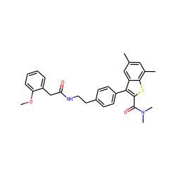 COc1ccccc1CC(=O)NCCc1ccc(-c2c(C(=O)N(C)C)sc3c(C)cc(C)cc23)cc1 ZINC000066101843