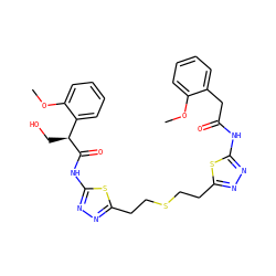 COc1ccccc1CC(=O)Nc1nnc(CCSCCc2nnc(NC(=O)[C@@H](CO)c3ccccc3OC)s2)s1 ZINC000169698062