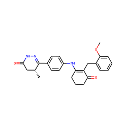COc1ccccc1CC1=C(Nc2ccc(C3=NNC(=O)C[C@H]3C)cc2)CCCC1=O ZINC000013587291