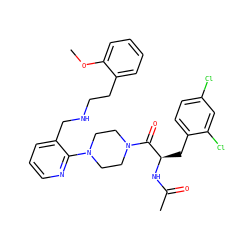 COc1ccccc1CCNCc1cccnc1N1CCN(C(=O)[C@@H](Cc2ccc(Cl)cc2Cl)NC(C)=O)CC1 ZINC000036285126