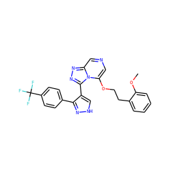 COc1ccccc1CCOc1cncc2nnc(-c3c[nH]nc3-c3ccc(C(F)(F)F)cc3)n12 ZINC001772579529