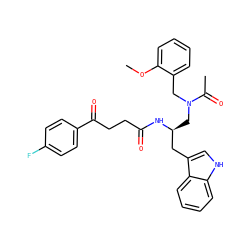 COc1ccccc1CN(C[C@@H](Cc1c[nH]c2ccccc12)NC(=O)CCC(=O)c1ccc(F)cc1)C(C)=O ZINC000029400393