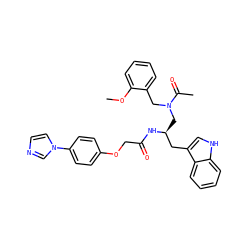 COc1ccccc1CN(C[C@@H](Cc1c[nH]c2ccccc12)NC(=O)COc1ccc(-n2ccnc2)cc1)C(C)=O ZINC000029399014