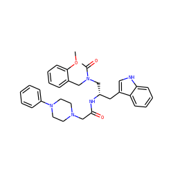 COc1ccccc1CN(C[C@H](Cc1c[nH]c2ccccc12)NC(=O)CN1CCN(c2ccccc2)CC1)C(C)=O ZINC000027851093