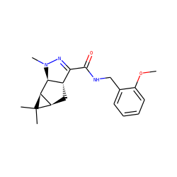 COc1ccccc1CNC(=O)C1=NN(C)[C@@H]2[C@H]3[C@@H](C[C@@H]12)C3(C)C ZINC000103234988