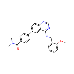 COc1ccccc1CNc1ncnc2ccc(-c3ccc(C(=O)N(C)C)cc3)cc12 ZINC000004264628