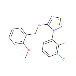 COc1ccccc1CNc1ncnn1-c1cccc(Cl)c1Cl ZINC000029126369