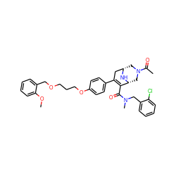 COc1ccccc1COCCCOc1ccc(C2=C(C(=O)N(C)Cc3ccccc3Cl)[C@H]3CN(C(C)=O)C[C@@H](C2)N3)cc1 ZINC000042808934