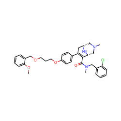 COc1ccccc1COCCCOc1ccc(C2=C(C(=O)N(C)Cc3ccccc3Cl)[C@H]3CN(C)C[C@@H](C2)N3)cc1 ZINC000042806979