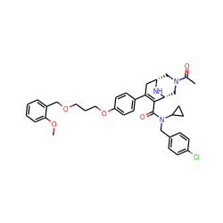 COc1ccccc1COCCCOc1ccc(C2=C(C(=O)N(Cc3ccc(Cl)cc3)C3CC3)[C@H]3CN(C(C)=O)C[C@@H](C2)N3)cc1 ZINC000049898253