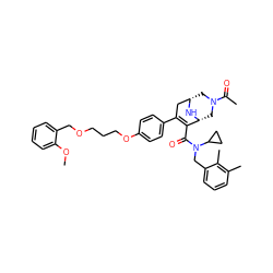 COc1ccccc1COCCCOc1ccc(C2=C(C(=O)N(Cc3cccc(C)c3C)C3CC3)[C@H]3CN(C(C)=O)C[C@@H](C2)N3)cc1 ZINC000044280869