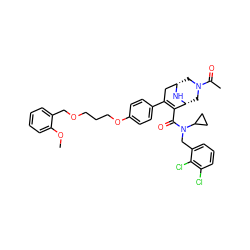 COc1ccccc1COCCCOc1ccc(C2=C(C(=O)N(Cc3cccc(Cl)c3Cl)C3CC3)[C@H]3CN(C(C)=O)C[C@@H](C2)N3)cc1 ZINC000049898208