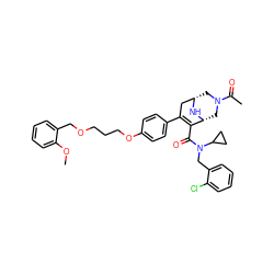 COc1ccccc1COCCCOc1ccc(C2=C(C(=O)N(Cc3ccccc3Cl)C3CC3)[C@H]3CN(C(C)=O)C[C@@H](C2)N3)cc1 ZINC000049832967