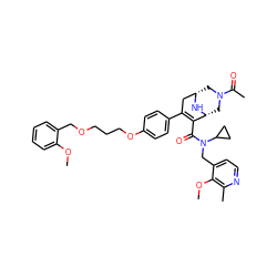 COc1ccccc1COCCCOc1ccc(C2=C(C(=O)N(Cc3ccnc(C)c3OC)C3CC3)[C@H]3CN(C(C)=O)C[C@@H](C2)N3)cc1 ZINC000049898878