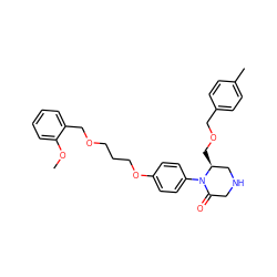 COc1ccccc1COCCCOc1ccc(N2C(=O)CNC[C@@H]2COCc2ccc(C)cc2)cc1 ZINC000028525511