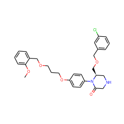 COc1ccccc1COCCCOc1ccc(N2C(=O)CNC[C@@H]2COCc2cccc(Cl)c2)cc1 ZINC000028525512